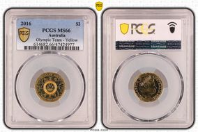 2016 $2 Olympic Team - Yellow Colorized MS66