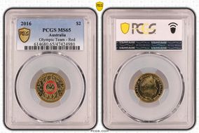 2016 $2 Olympic Team - Red Colorized MS65