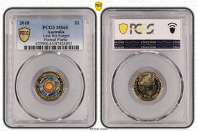 2018 $2 Lest We Forget Eternal Flame Colorized MS65