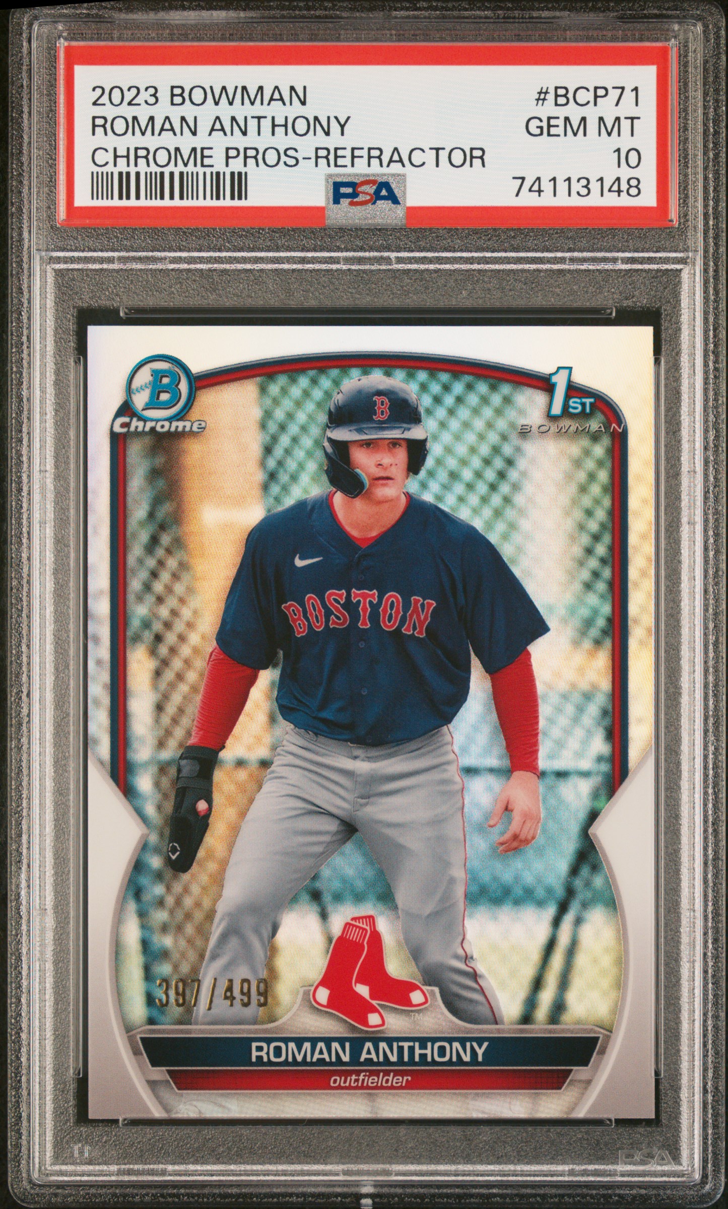 2023 Bowman Chrome Prospects Roman Anthony #Bcp71 (Chrome Pros-Refractor) Gem Mt 10 front