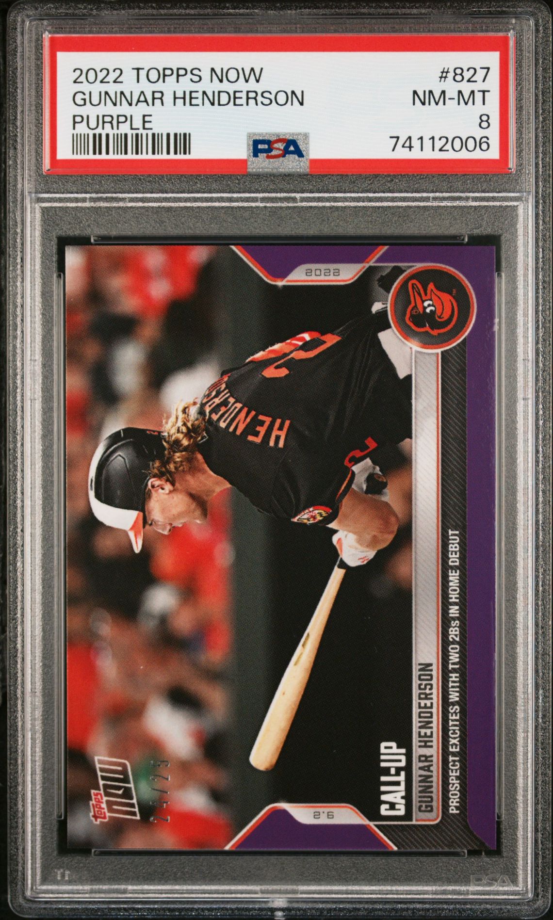 2022 Topps Now TOPPS NOW PURPLE #827 Gunnar Henderson front