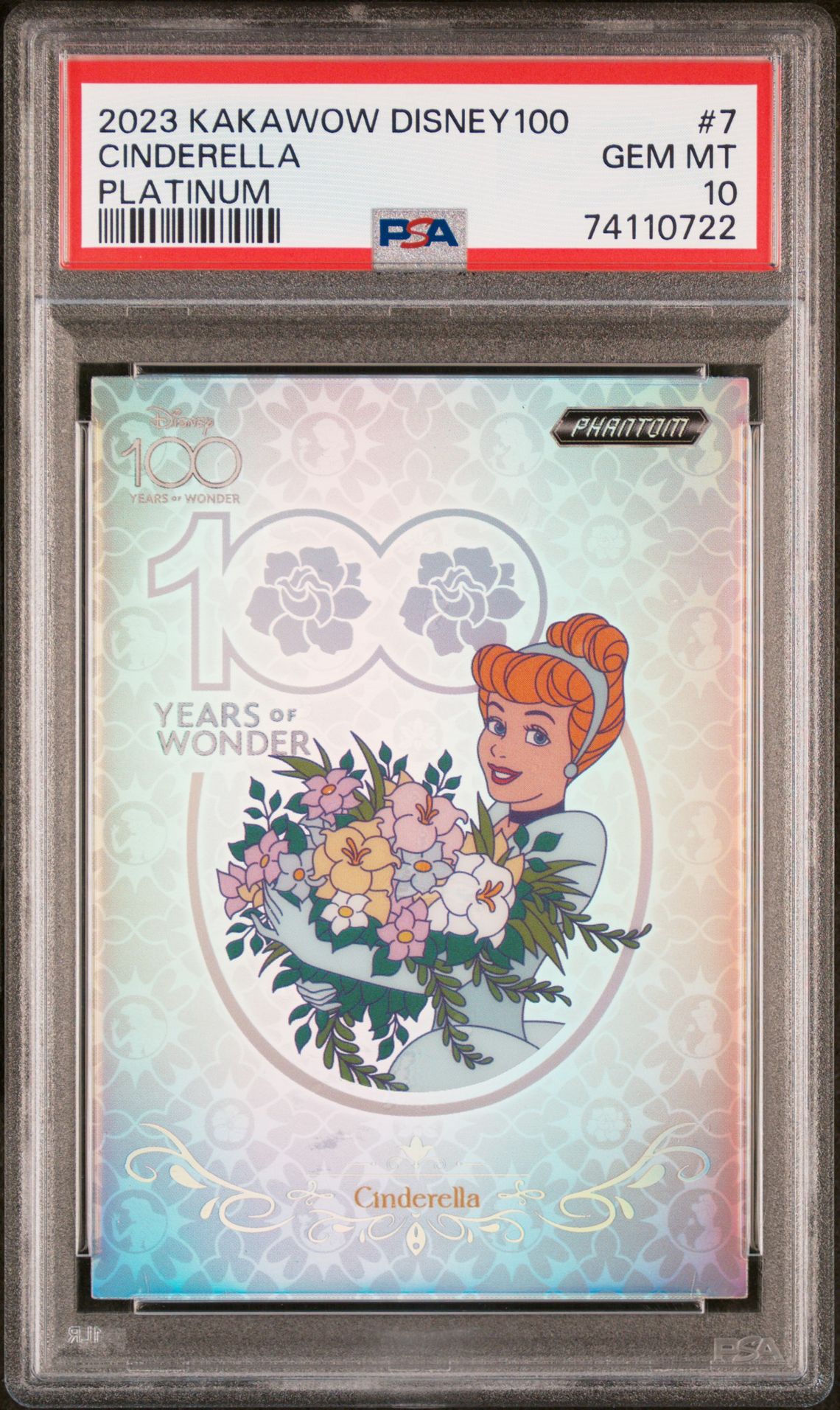 2023 KAKAWOW PHANTOM DISNEY100 WONDROUS CHARACTER PLATINUM #7 Cinderella front