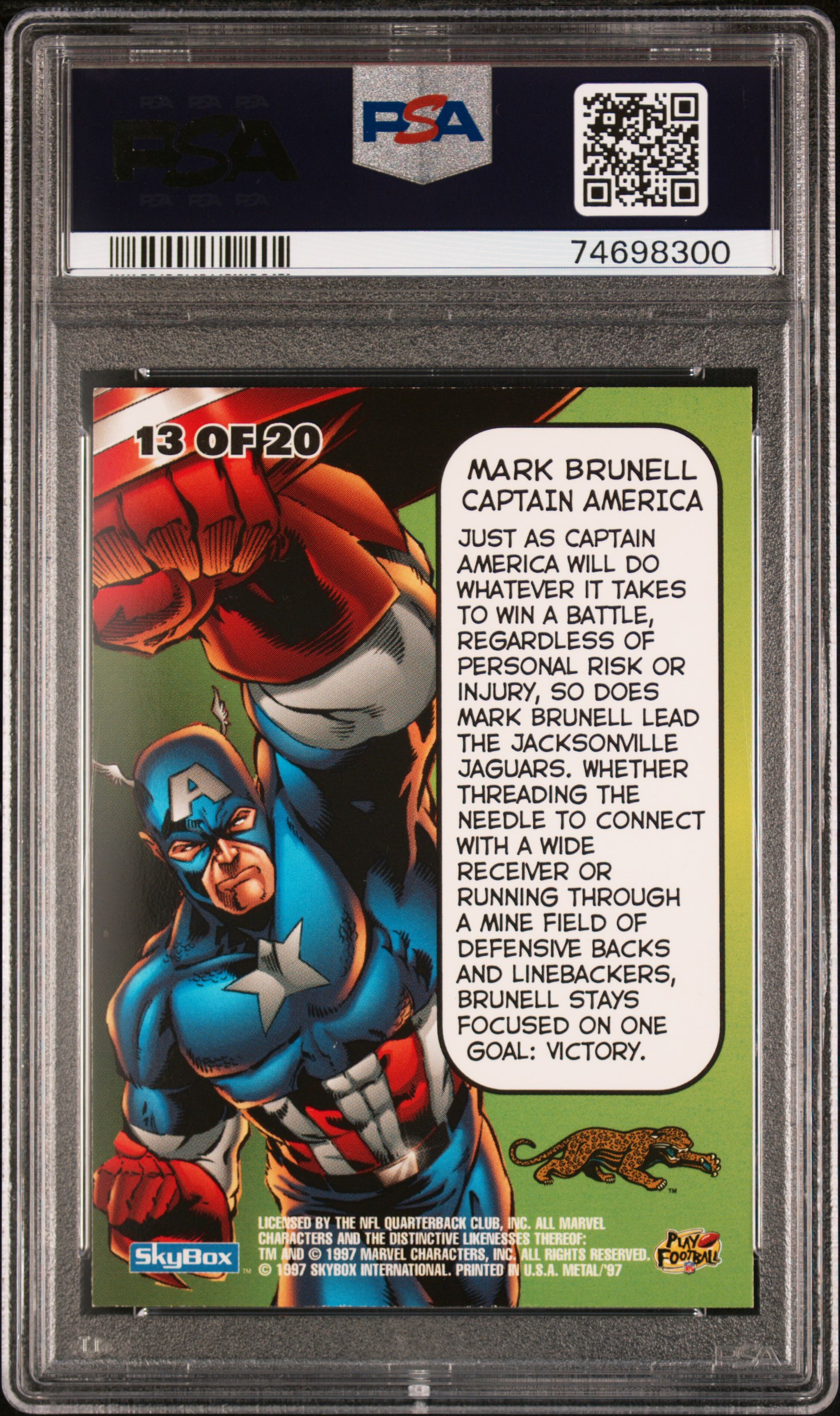 1997 Metal Universe Marvel Metal Mark Brunell #13 (Marvel Metal) Mint 9 back