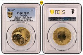 2013-P $1 Echidna - Bush Babies MS69