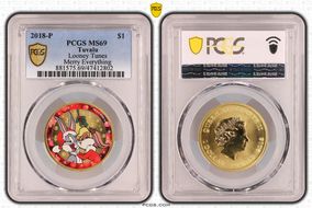 2018-P $1 Looney Tunes Merry Everything Colorized MS69