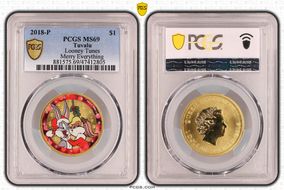 2018-P $1 Looney Tunes Merry Everything Colorized MS69