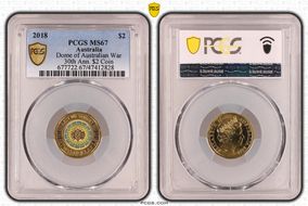 2018 $2 Dome of Australian War 30th Ann. $2 Coin Colorized MS67