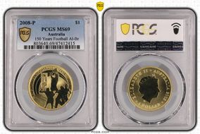 2008-P $1 150 Years Football Al-Br MS69