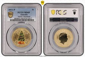 2011-P $1 Merry Christmas Colorized MS69