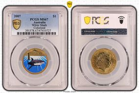 2007 $1 White Shark  Colorized MS67