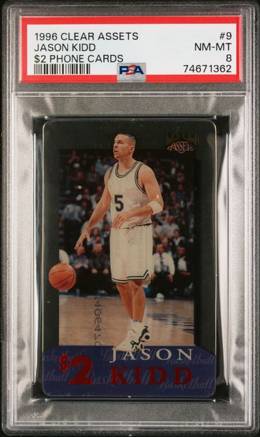 1996-97 Clear Assets $2 Phone Cards #9 Jason Kidd – PSA NM-MT 8 on