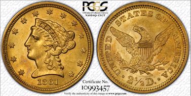 1861 $2.50 New Reverse MS62