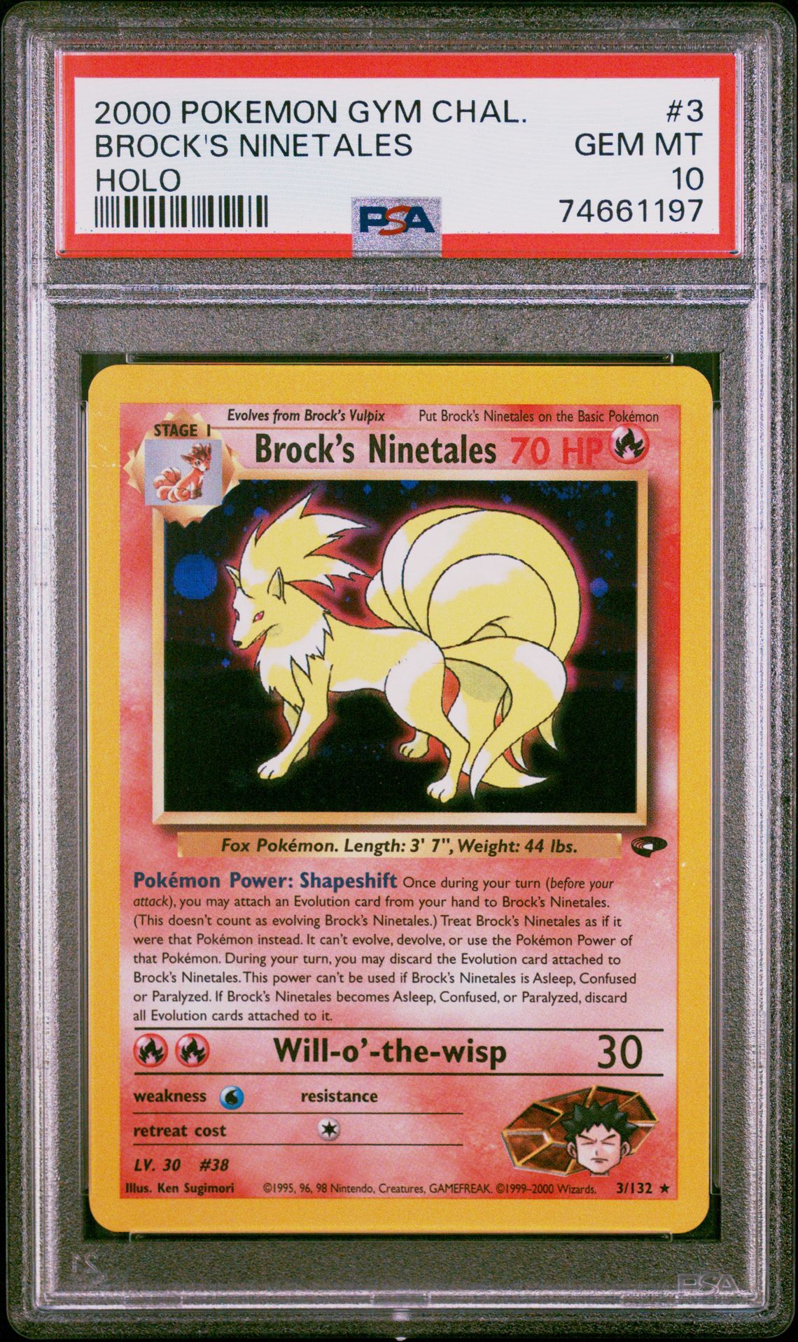 2000 Pokemon POKEMON GYM CHALLENGE HOLO-1ST EDITION #3 Brock's Ninetales front
