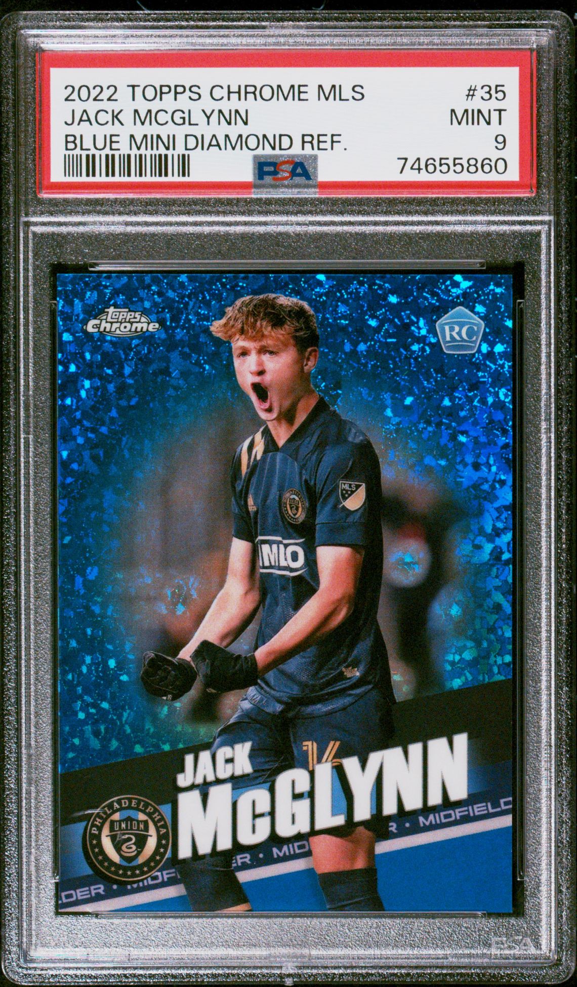 2022 Topps Chrome TOPPS CHROME MLS BLUE MINI DIAMOND REF. #35 Jack Mcglynn front