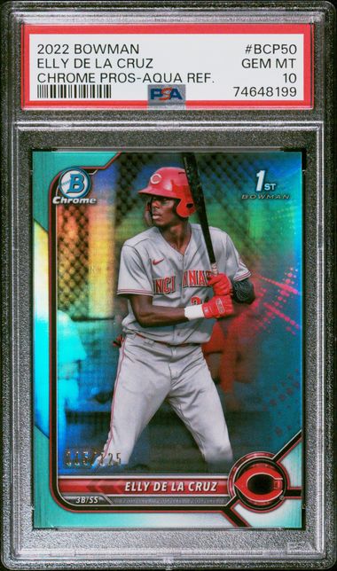 2022 Bowman Bowman Chromepros-Aquaref Refractor #BCP50 Chrome Prospects Elly de La Cruz front