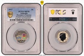 2017 5C Bananas in Pyjamas Colorized Frosted Uncirculated MS70