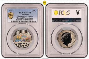 2017 20C Bananas in Pyjamas Colorized Frosted Uncirculated MS70
