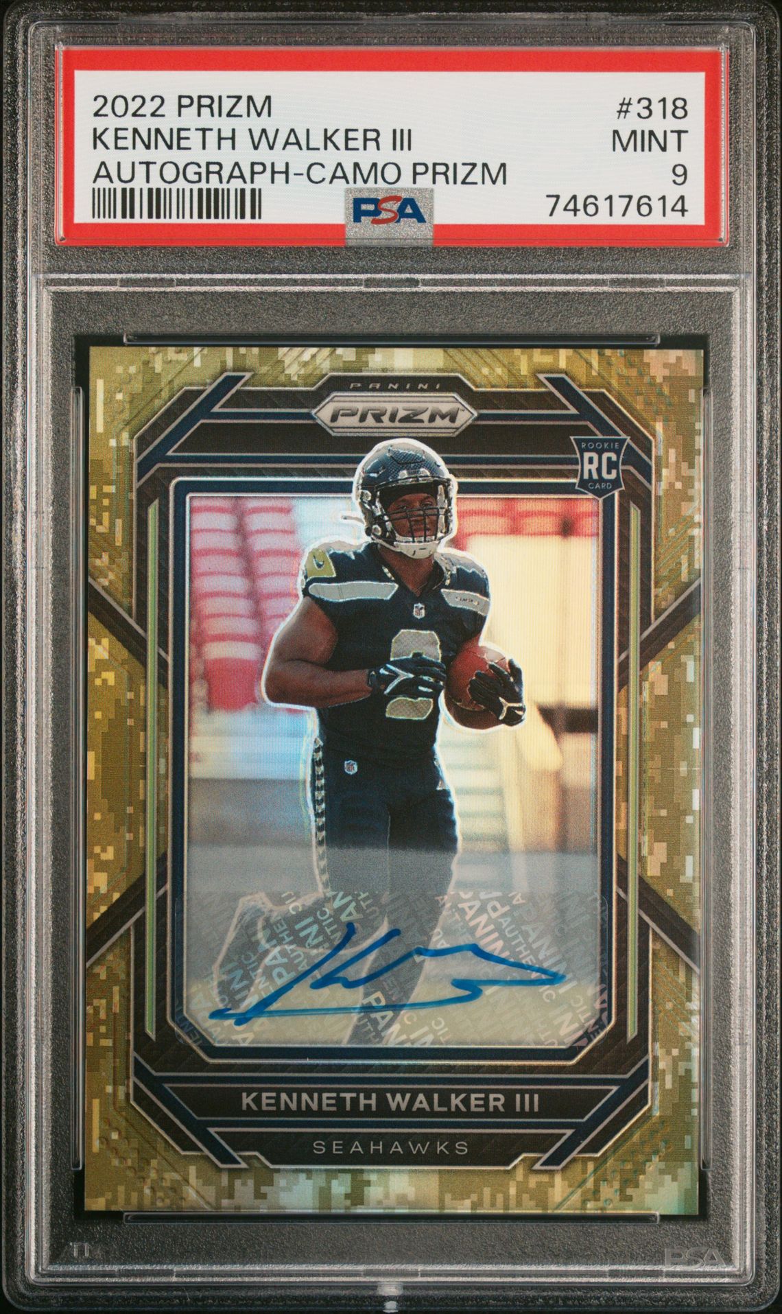 2022 Panini Prizm AUTOGRAPH-CAMO PRIZM #318 Kenneth Walker III front