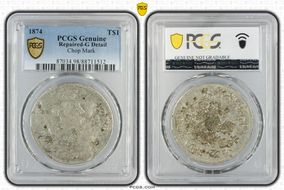 1874 T$1 Chopmarked N1