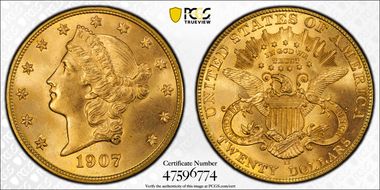 1907-D $20 MS66+