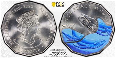 2023 50C Humpback Whale Colorized Antarctic Territory MS69