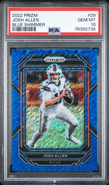 2022 Panini Prizm Blue Shimmer #29 Josh Allen (#08/25) – PSA GEM