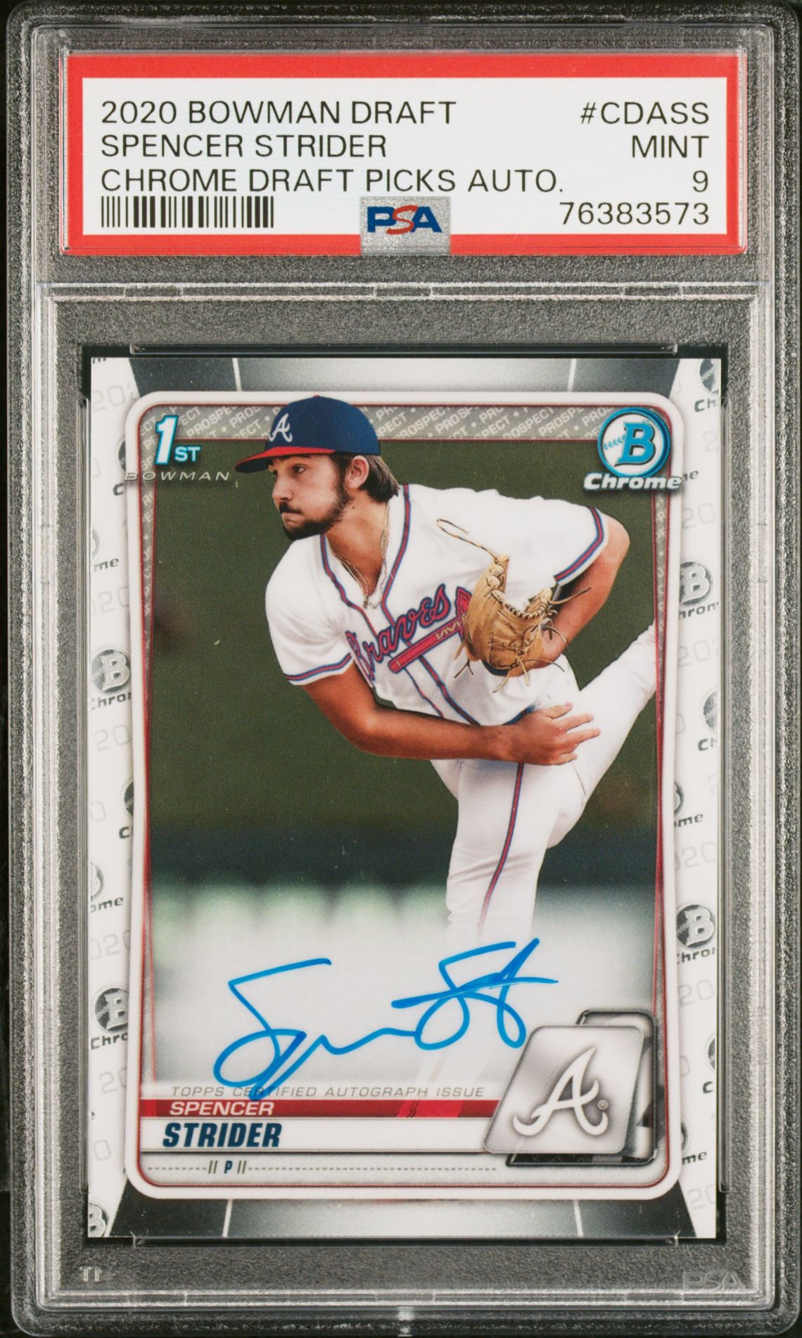 2020 Bowman BOWMAN DRAFT CHROME DRAFT PICKS AUTOGRAPHS CHROME DRAFT PICKS AUTO. #CDASS Spencer Strider front
