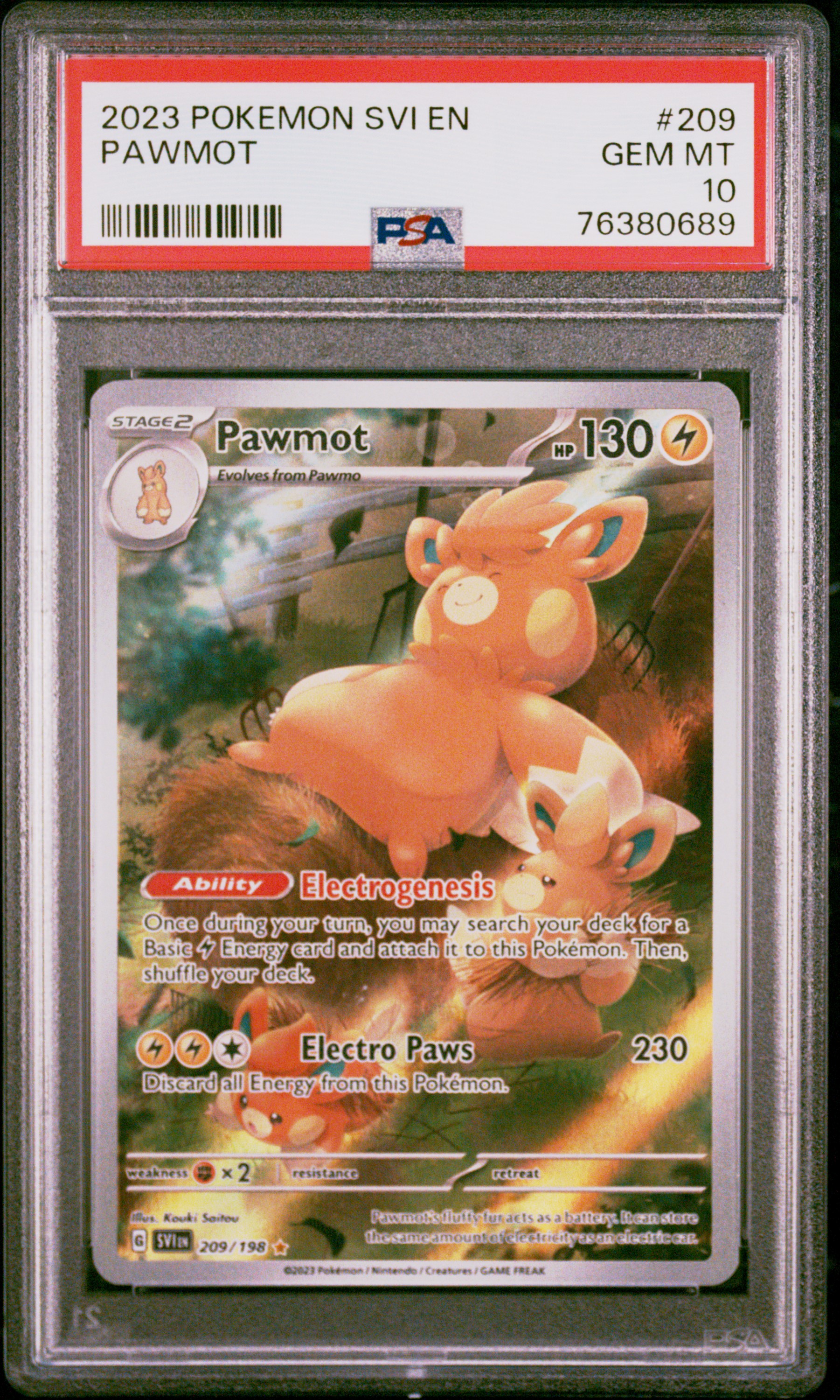 2023 Pokemon SVI En-Scarlet & Violet 209 Pawmot – PSA GEM MT 10