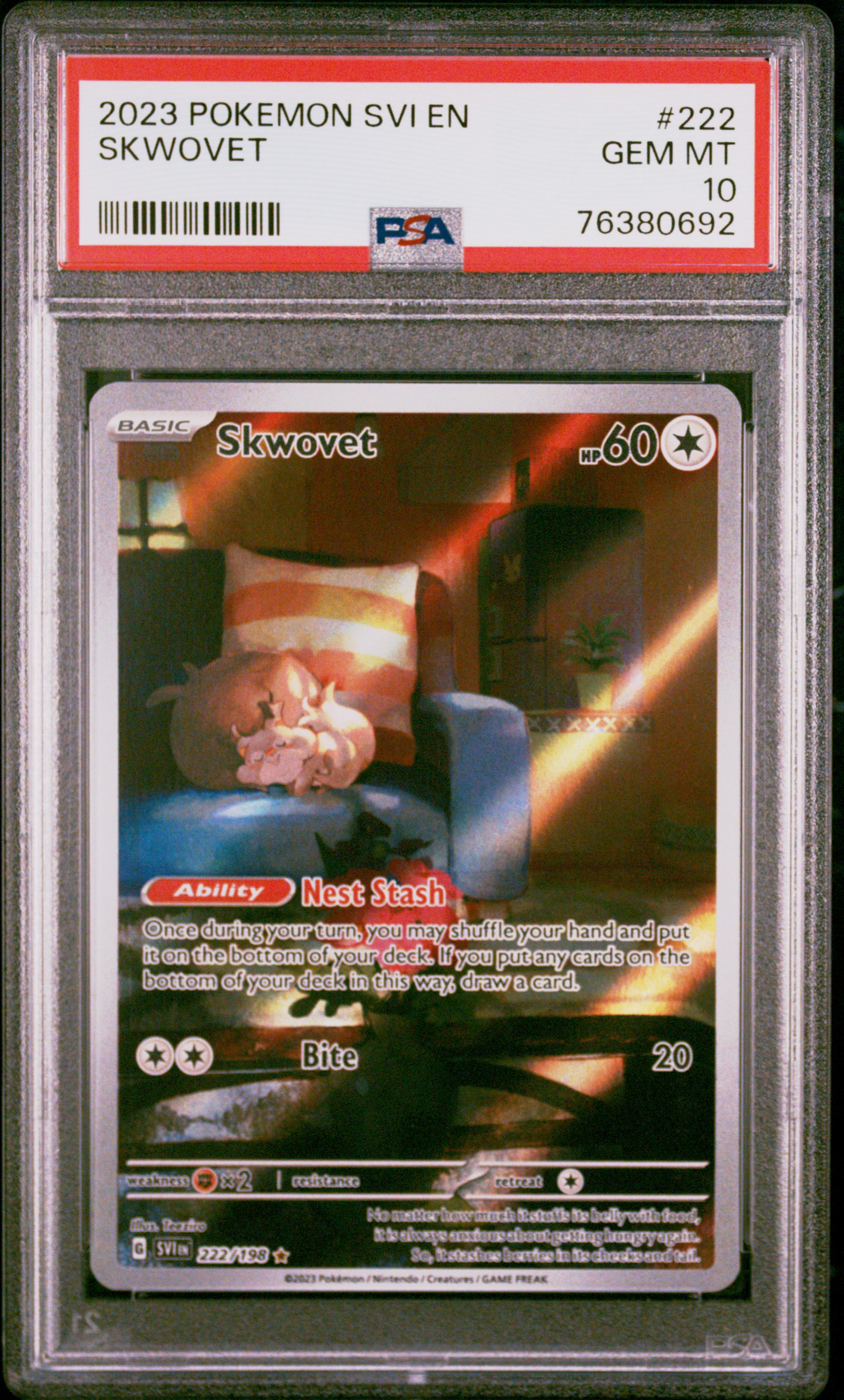 2023 Pokemon SVI En-Scarlet & Violet 222 Skwovet – PSA GEM MT 10