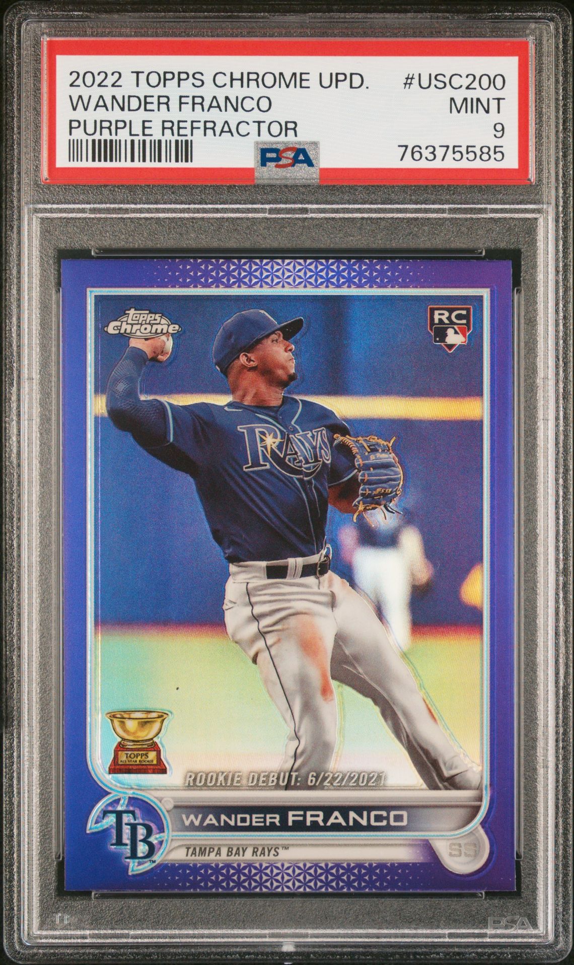 2022 Topps Chrome TOPPS CHROME UPDATE PURPLE REFRACTOR #USC200 Wander Franco front