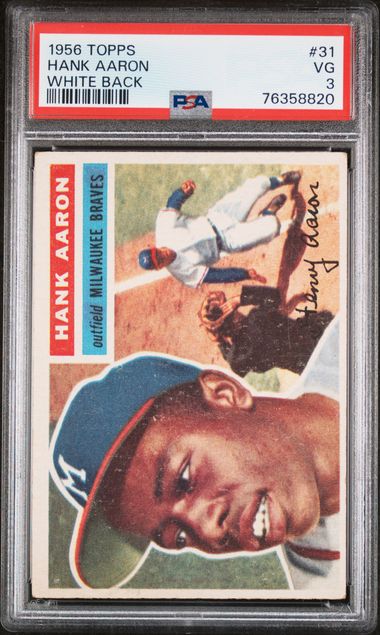 Hank Aaron Milwaukee Braves 1956 Topps Gray Back #31 Card