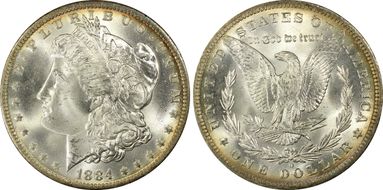 1884-O $1 VAM 10, O/O MS66