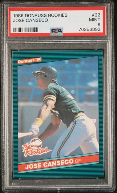 1986, Jose Canseco, Autographed Donruss Highlights Rookie