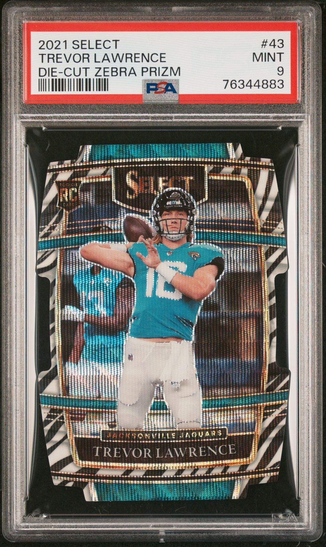 2021 Panini PANINI SELECT DIE-CUT ZEBRA PRIZM #43 Trevor Lawrence front