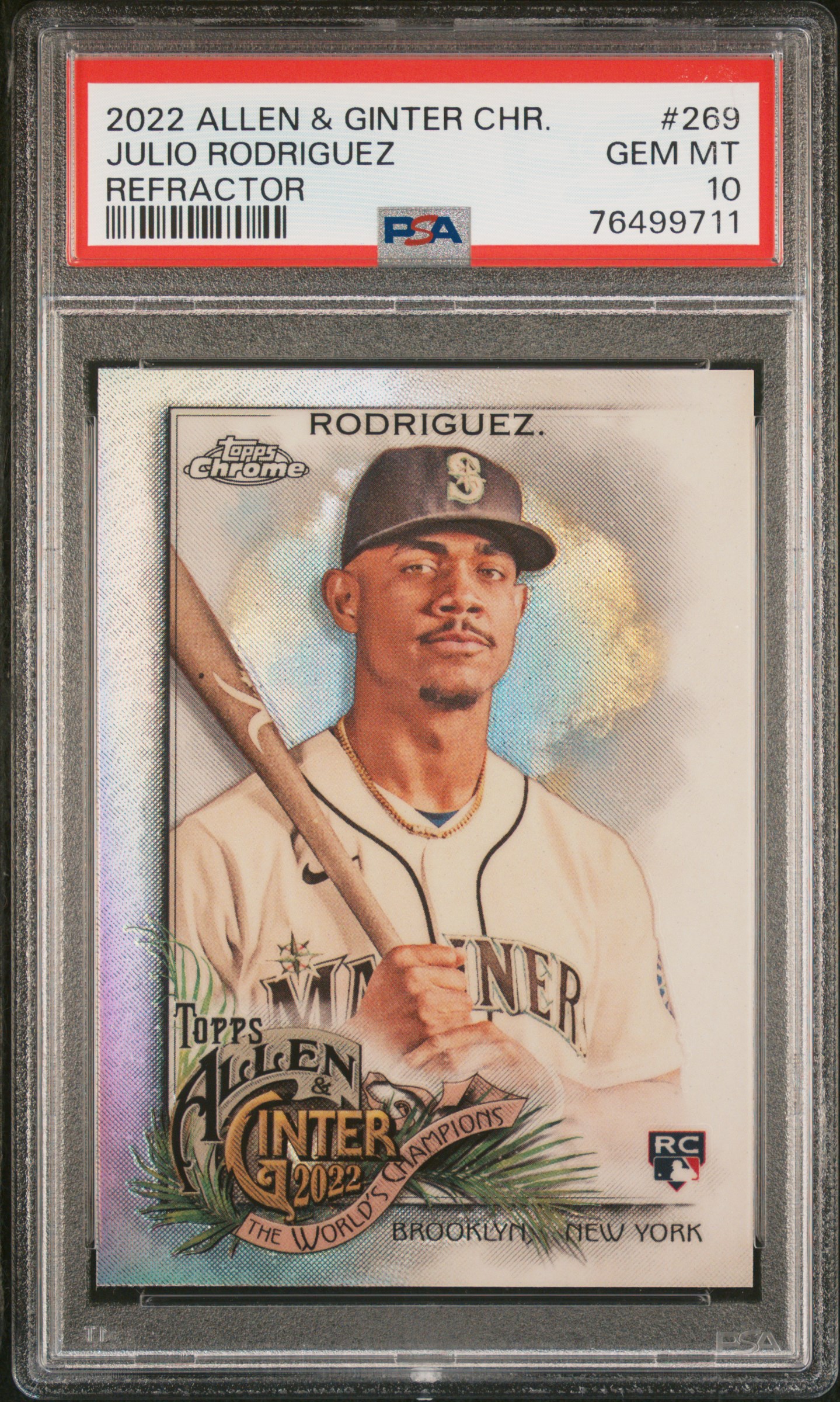 2022 Topps Allen & Ginter Chrome Julio Rodriguez #269 (Refractor) Gem Mt 10 front