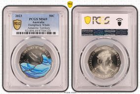 2023 50C Humpback Whale Colorized Antarctic Territory MS69