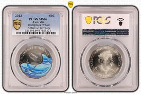 2023 50C Humpback Whale Colorized Antarctic Territory MS69