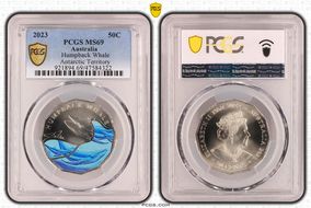 2023 50C Humpback Whale Colorized Antarctic Territory MS69