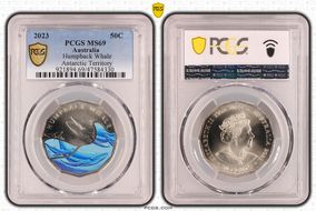 2023 50C Humpback Whale Colorized Antarctic Territory MS69