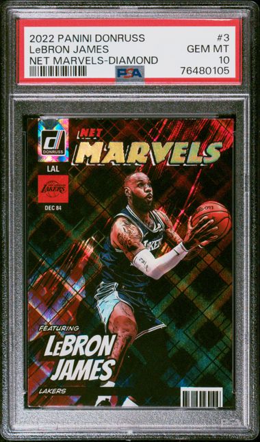 2022 Panini Donruss Net Marvels Diamond #3 LeBron James PSA 10 on 