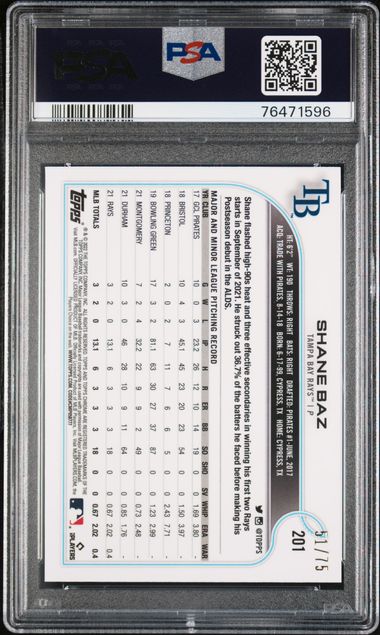 2022 Topps Chrome Ben Baller Shane Baz #201 (Blue Refractor) Mint 9 back