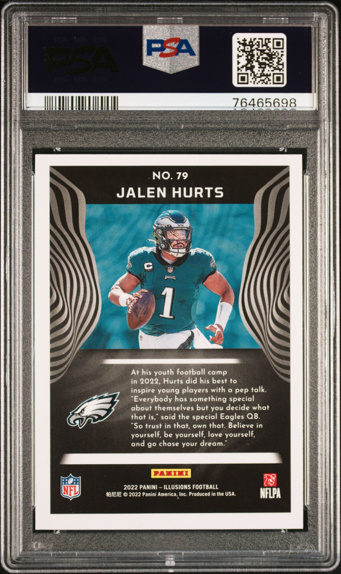 2022 Panini Illusions Jalen Hurts #79 (T/C Emerald) Nm-Mt 8 back