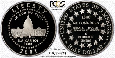 2001-P 50C Capitol Visitor PR68DCAM