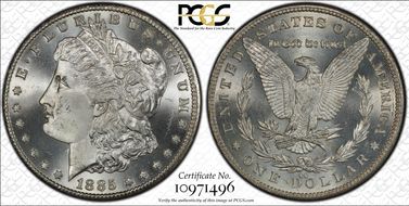 1885-CC $1 VAM 4, Doubled Dash MS65