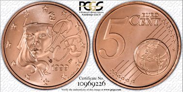 1999 € 0.05 MS67RD