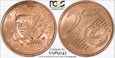 2000 € 0.02 MS65RD