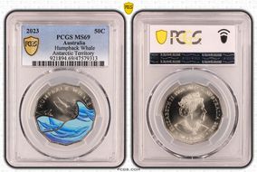 2023 50C Humpback Whale Colorized Antarctic Territory MS69