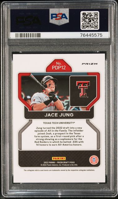 2022 Panini Prizm Draft Picks Jace Jung #Pdp12 (Black Prizm) Gem Mt 10 back