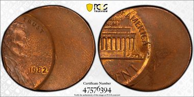 1982 1C Bronze, Large Date MS62BN