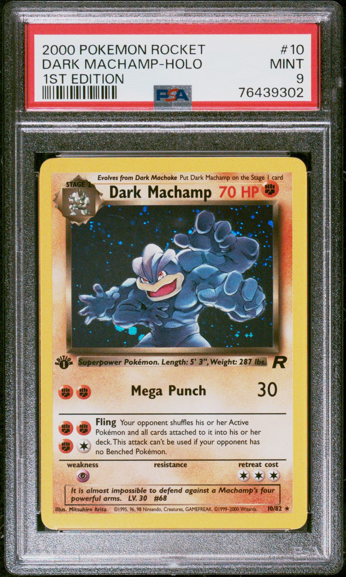 2000 Pokemon POKEMON ROCKET 1ST EDITION #10 Dark Machamp-Holo front
